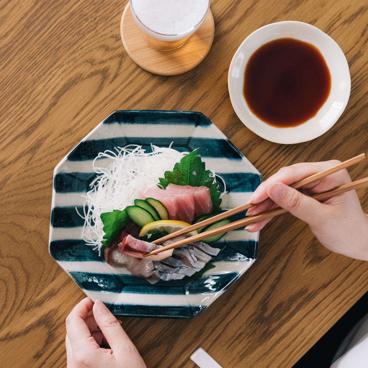 【だけメシちはるさんコラボ】美濃焼手描き染付皿